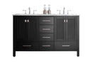 Eviva Aberdeen 60" Espresso Transitional Double Sink Bathroom Vanity w/ White Carrara Top