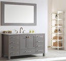 Eviva Aberdeen 60" Gray Transitional Single Sink Bathroom Vanity w/ White Carrara Top