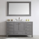 Eviva Aberdeen 60" Gray Transitional Single Sink Bathroom Vanity w/ White Carrara Top