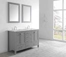 Eviva Aberdeen 60" Gray Transitional Double Sink Bathroom Vanity w/ White Carrara Top