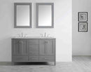 Eviva Aberdeen 60" Gray Transitional Double Sink Bathroom Vanity w/ White Carrara Top