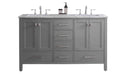 Eviva Aberdeen 60" Gray Transitional Double Sink Bathroom Vanity w/ White Carrara Top