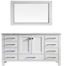 Eviva Aberdeen 60" White Transitional Single Sink Bathroom Vanity w/ White Carrara Top