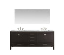 Eviva Aberdeen 78" Espresso Transitional Double Sink Bathroom Vanity w/ White Carrara Top