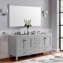 Eviva Aberdeen 84" Gray Transitional Double Sink Bathroom Vanity w/ White Carrara Top