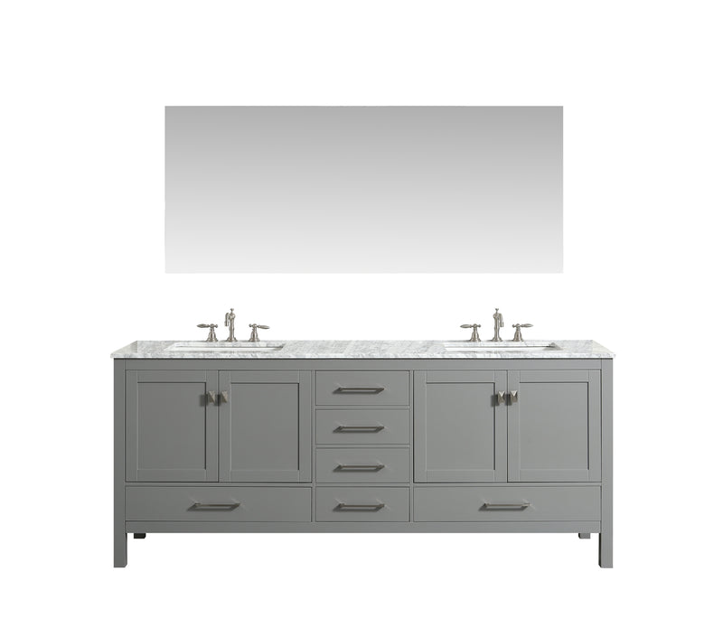 Eviva Aberdeen 72" Gray Transitional Double Sink Bathroom Vanity w/ White Carrara Top