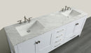 Eviva Aberdeen 78" White Transitional Double Sink Bathroom Vanity w/ White Carrara Top