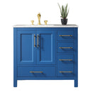Eviva Navy 36" Deep Blue Transitional Bathroom Vanity w/ White Carrara Top