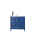 Eviva Navy 42" Deep Blue Transitional Bathroom Vanity w/ White Carrara Top