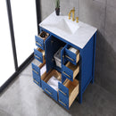 Eviva Navy 42" Deep Blue Transitional Bathroom Vanity w/ White Carrara Top