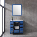 Eviva Navy 42" Deep Blue Transitional Bathroom Vanity w/ White Carrara Top