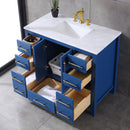 Eviva Navy 48" Deep Blue Transitional Bathroom Vanity w/ White Carrara Top