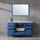 Eviva Navy 48" Deep Blue Transitional Bathroom Vanity w/ White Carrara Top