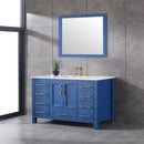 Eviva Navy 48" Deep Blue Transitional Bathroom Vanity w/ White Carrara Top