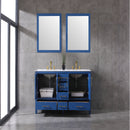Eviva Navy 72" Deep Blue Transitional Double Sink Bathroom Vanity w/ White Carrara Top