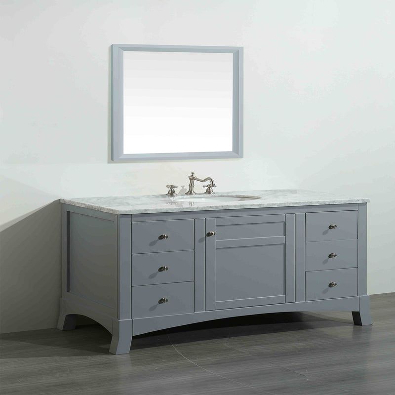 Eviva New York 42" Gray Bathroom Vanity w/ White Carrara Top