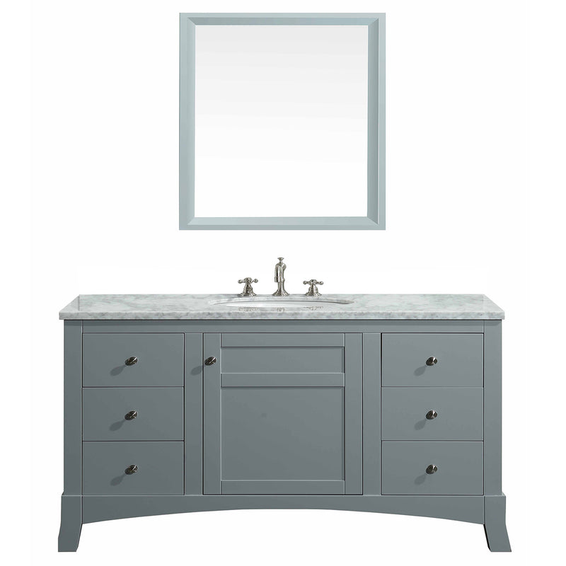 Eviva New York 42" Gray Bathroom Vanity w/ White Carrara Top