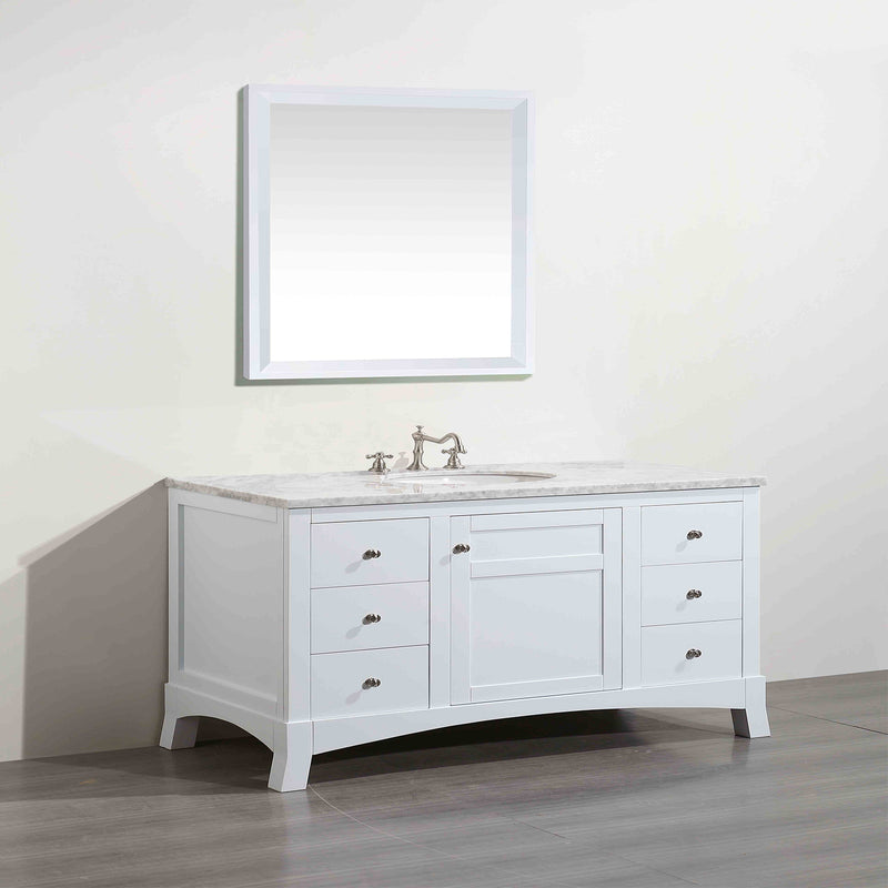 Eviva New York 42" White Bathroom Vanity w/ White Carrara Top