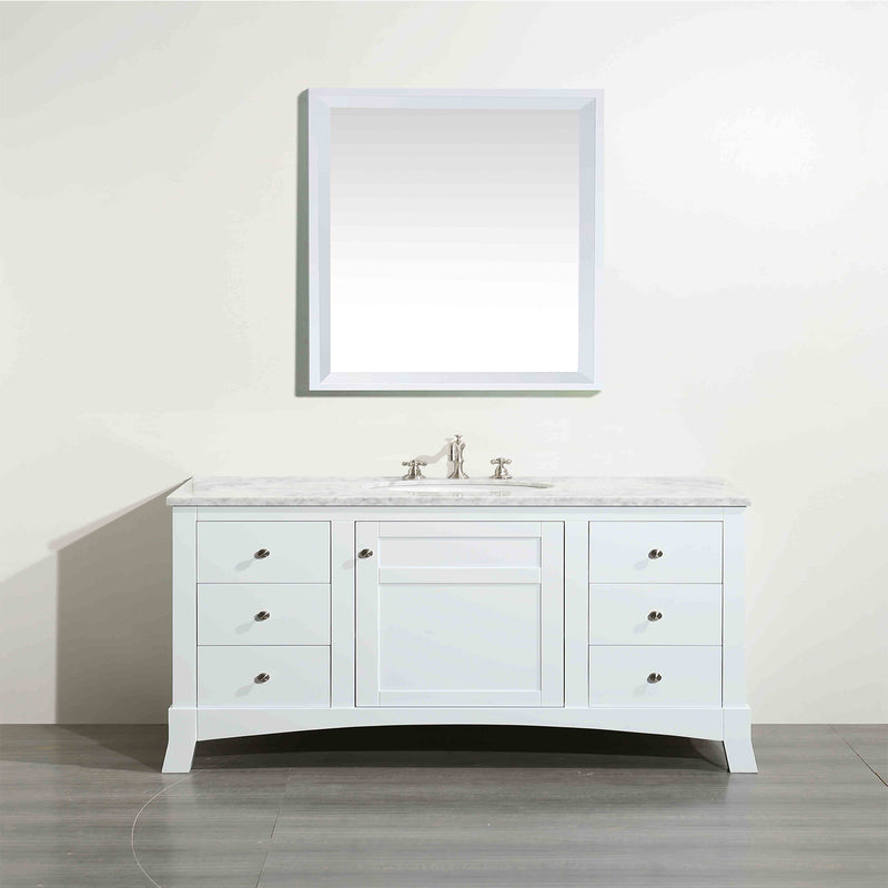 Eviva New York 42" White Bathroom Vanity w/ White Carrara Top