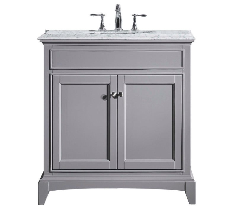 Eviva Elite Stamford 36" Gray Bathroom Vanity w/ Double Ogee Edge White Carrara Top