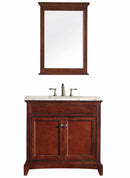 Eviva Elite Stamford 36" Teak Bathroom Vanity w/ Double Ogee Edge Crema Marfil Top