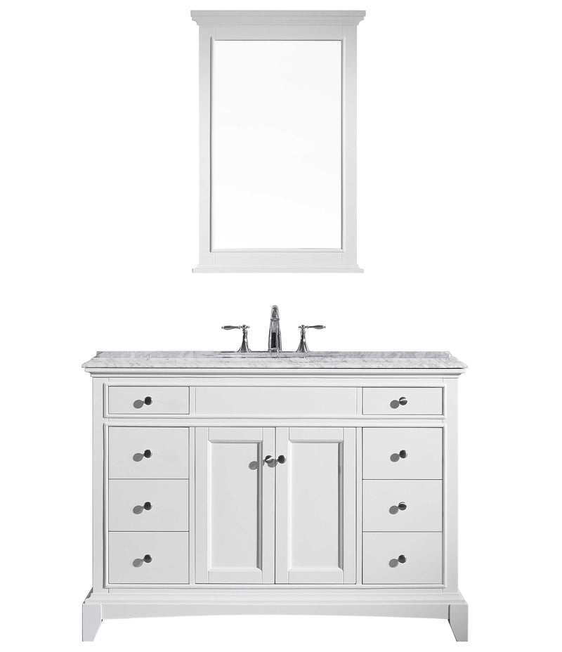 Eviva Elite Stamford 42" White Bathroom Vanity w/ Double Ogee Edge White Carrara Top