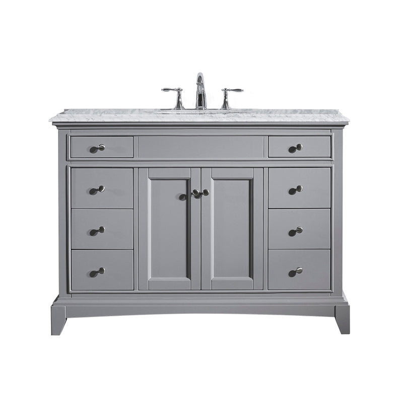 Eviva Elite Stamford 48" Gray Bathroom Vanity w/ Double Ogee Edge White Carrara Top