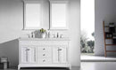 Eviva Elite Stamford 60" White Double Sink Bathroom Vanity w/ Double Ogee Edge White Carrara Top