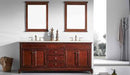 Eviva Elite Stamford 72" Teak Double Sink Bathroom Vanity w/ Double Ogee Edge Crema Marfil Top