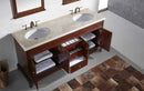 Eviva Elite Stamford 72" Teak Double Sink Bathroom Vanity w/ Double Ogee Edge Crema Marfil Top