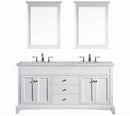 Eviva Elite Stamford 72" White Double Sink Bathroom Vanity w/ Double Ogee Edge White Carrara Top