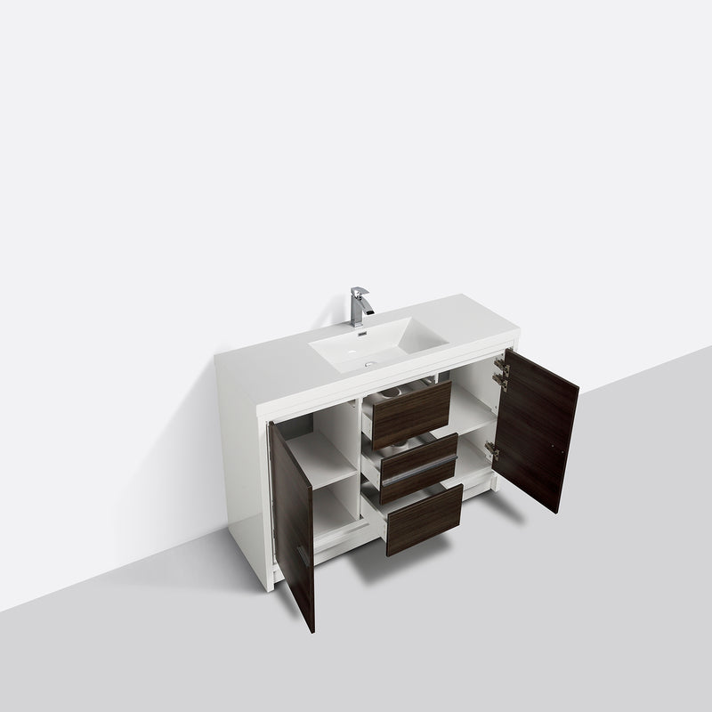 Eviva Grace 48" Gray Oak/White Bathroom Vanity w/ White Integrated Top