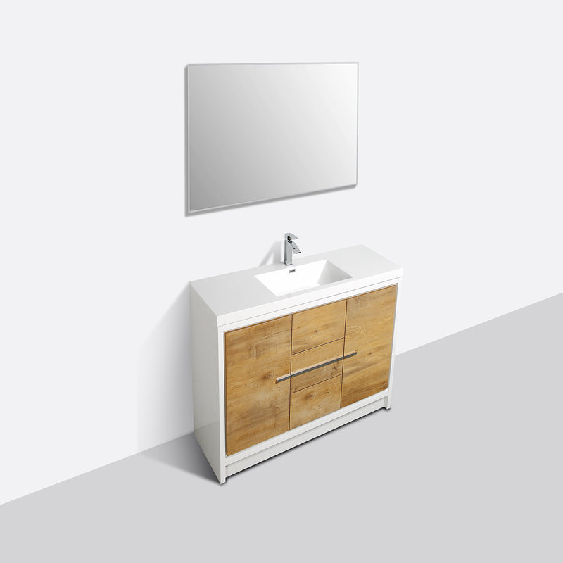 Eviva Grace 48" Natural Oak/White Bathroom Vanity w/ White Integrated Top