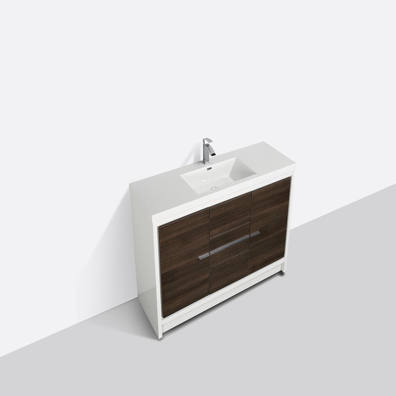 Eviva Grace 60" Gray Oak/White Single Sink Bathroom Vanity w/ White Integrated Top