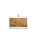 Eviva Grace 60" Natural Oak/White Single Sink Bathroom Vanity w/ White Integrated Top