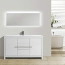 Eviva Grace 60" Glossy White Single Sink Bathroom Vanity w/ White Integrated Top