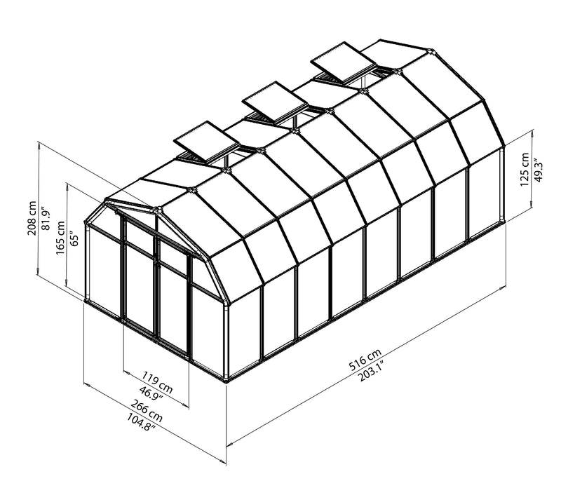 Palram – Canopia Hobby Gardener 8' x 16' Greenhouse