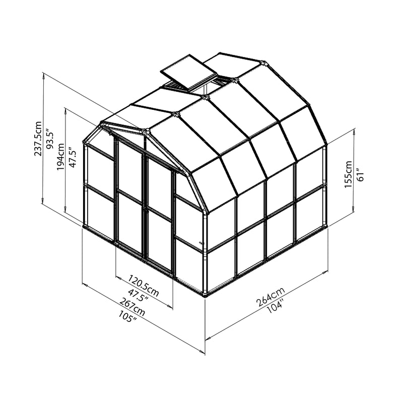 Palram – Canopia Grand Gardener 8' x 8' Greenhouse - Twin Wall