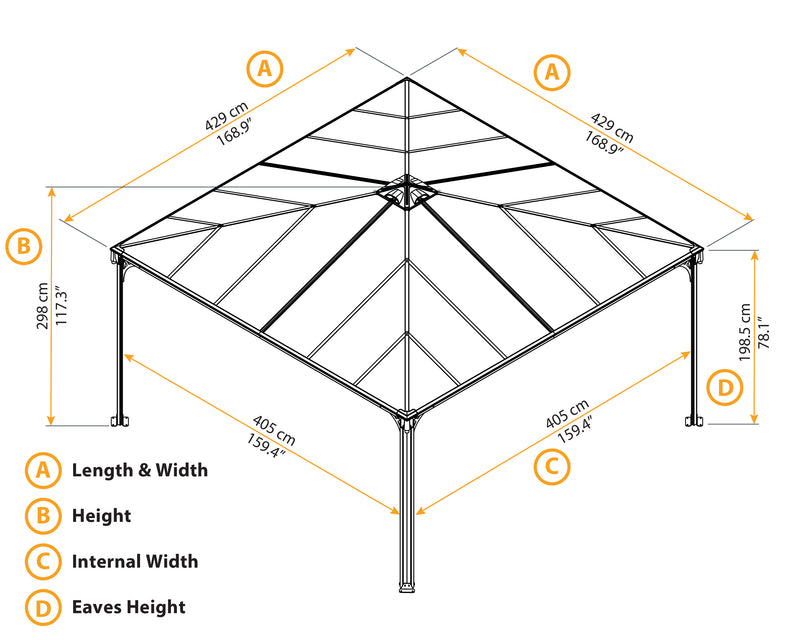 Palram – Canopia Palermo 4300 14' x 14' Gazebo