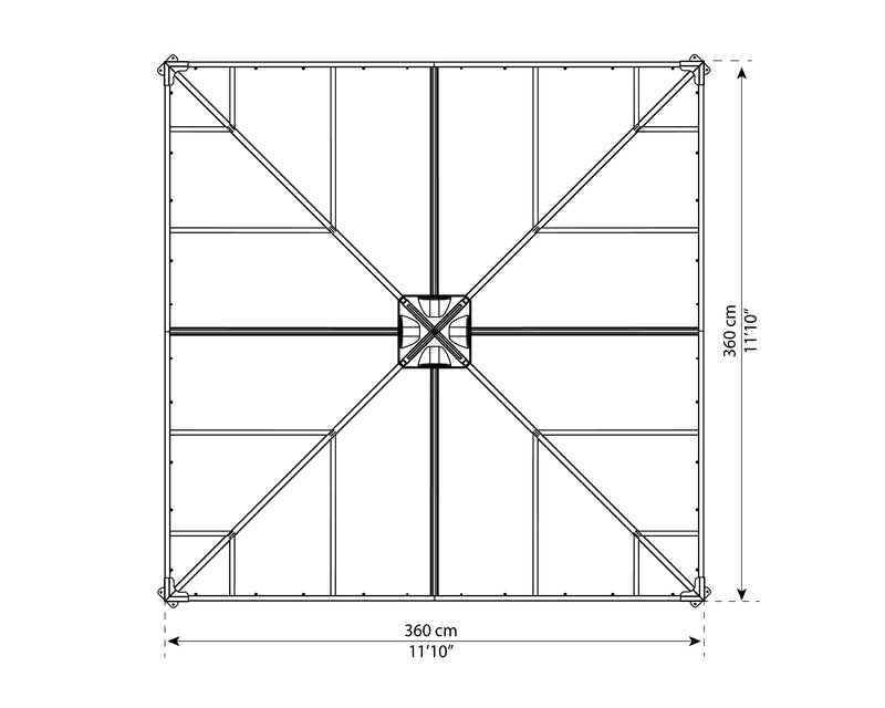 Palram – Canopia Ledro Gazebo 12 x 12 w/screen doors GRAY/BRNZ