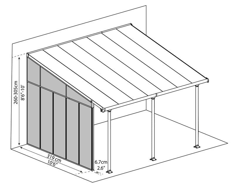 Palram – Canopia Feria 13' Patio Cover Sidewall Kit - White