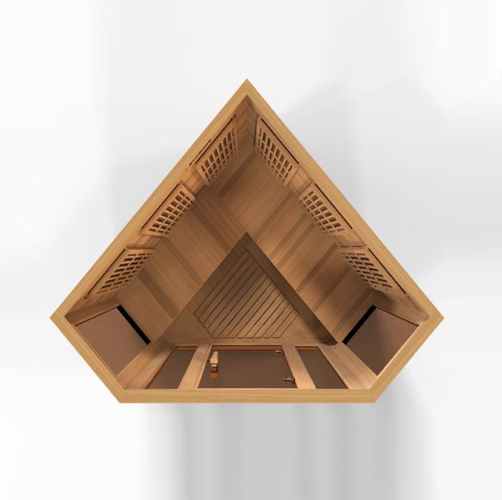Golden Designs Maxxus "Montilemar Edition" 3 Person Corner Near Zero EMF FAR Infrared Sauna - Canadian Red Cedar