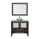 Cambridge Plumbing 36 Inch Espresso Wood and Glass Vessel Sink Vanity Set