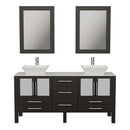 Cambridge Plumbing 63 Inch Espresso Oak Wood and Trim Porcelain Vessel Sink Double Vanity Set