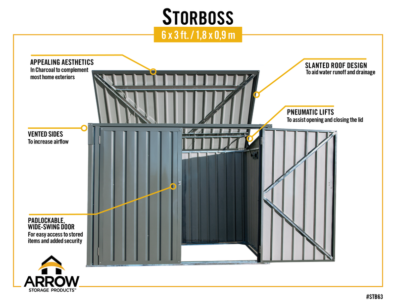 Shelter Logic Arrow Storboss, 6x3, Charcoal Horizontal Shed