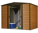 Shelter Logic Woodridge, 8x6, Electro Galvanized Steel, Coffee / Woodgrain, Low Gable, 71.3" Wall Height, Sliding Doors