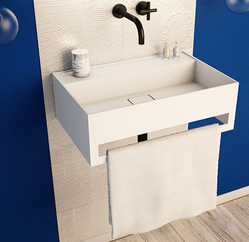 Ideavit Solid Bliss-TB Wall Mount Floating Bathroom Sink, White