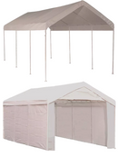 Shelter Logic 10'×20' Canopy, 1-3/8" 8-Leg Frame, White Cover, Enclosure Kit