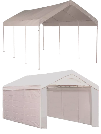Shelter Logic 10'×20' Canopy, 1-3/8" 8-Leg Frame, White Cover, Enclosure Kit