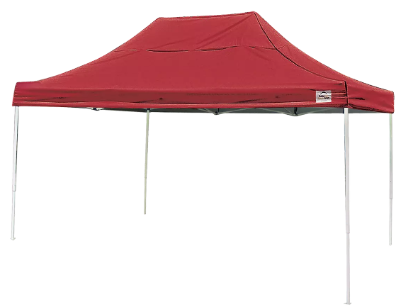 Shelter Logic 10x15 ST Pop-up Canopy, Red Cover, Black Roller Bag